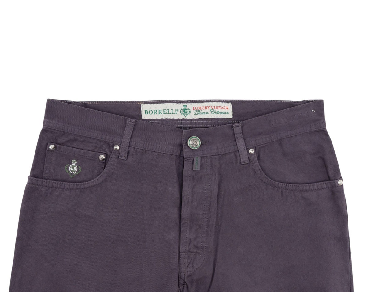 415$ LUIGI BORRELLI NAPOLI Purple Denim Jeans Pant Twill Cotton 34 US / 50 EU