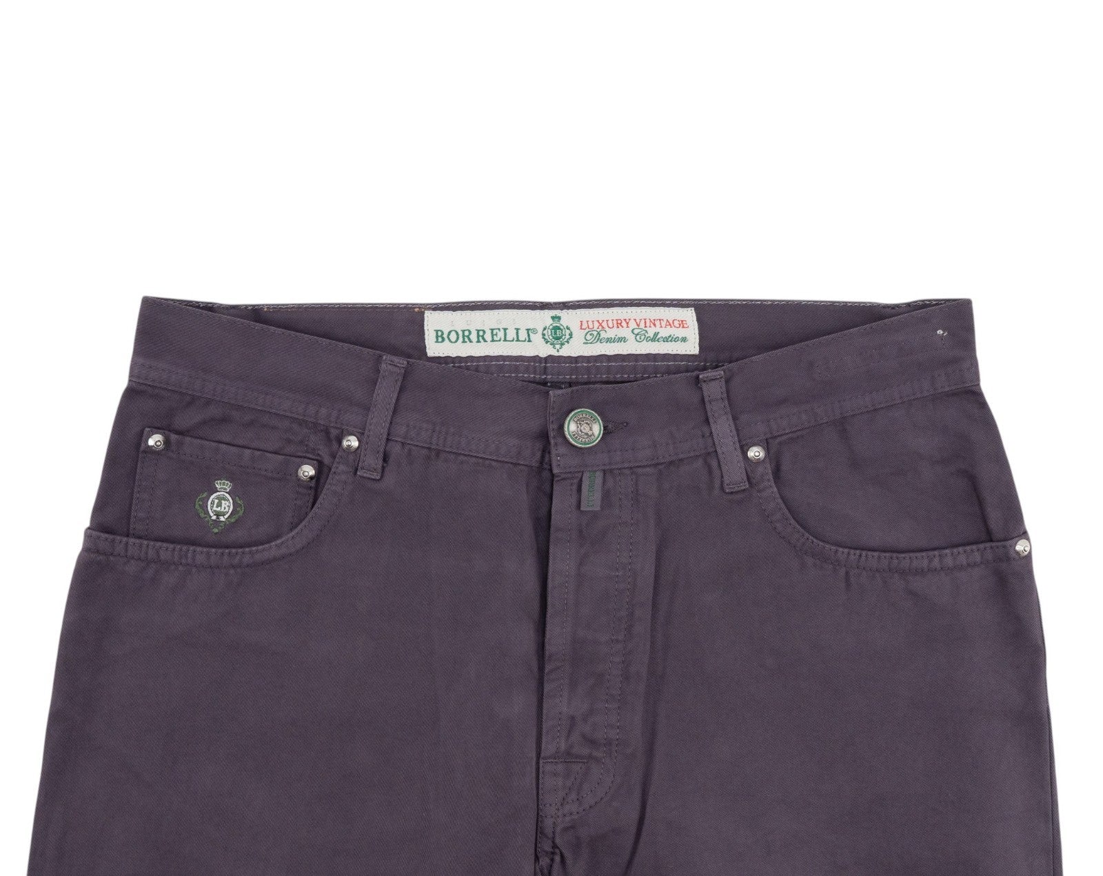 415$ LUIGI BORRELLI NAPOLI Purple Denim Jeans Pant Twill Cotton 34 US / 50 EU