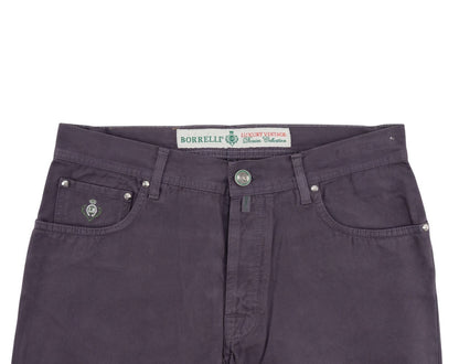 415$ LUIGI BORRELLI NAPOLI Purple Denim Jeans Pant Twill Cotton 34 US / 50 EU