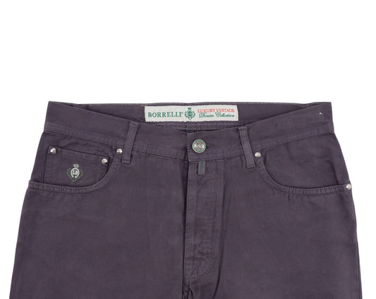 415$ LUIGI BORRELLI NAPOLI Purple Denim Jeans Pant Twill Cotton 34 US / 50 EU