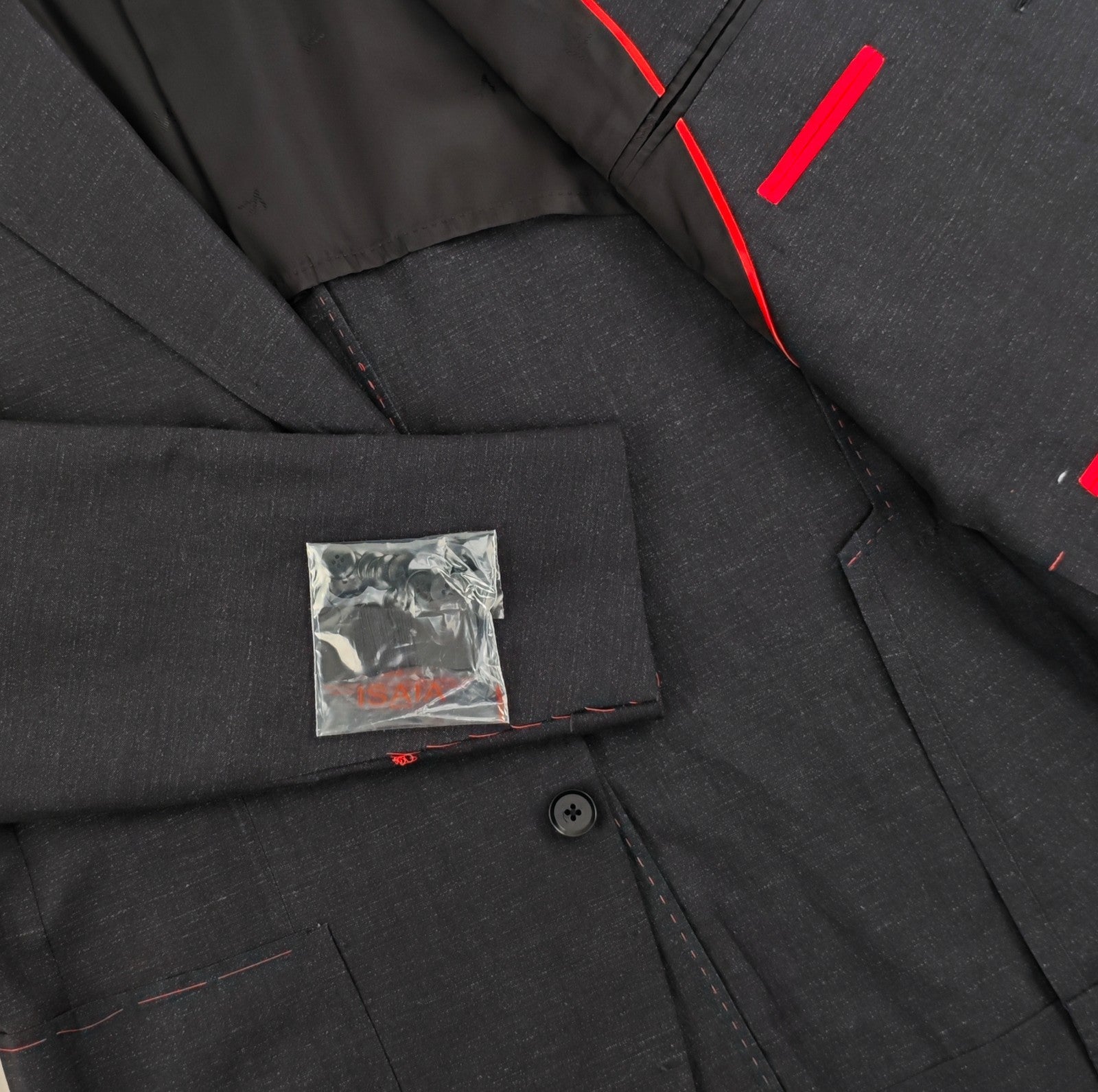 $6200 ISAIA NAPOLI Dark Gray Hand-Sewn Suit Wool Linen 40 US / 50 EU 7R