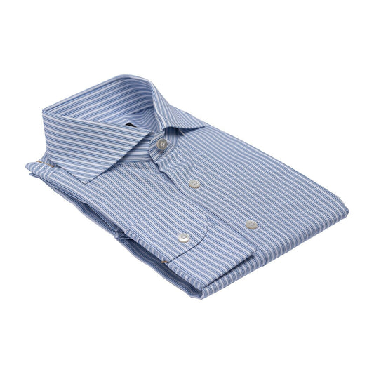 690$ ITALIAN LUXURY GERLIN Shirt Striped Blue Cotton 16 - 41 3S BIJAN
