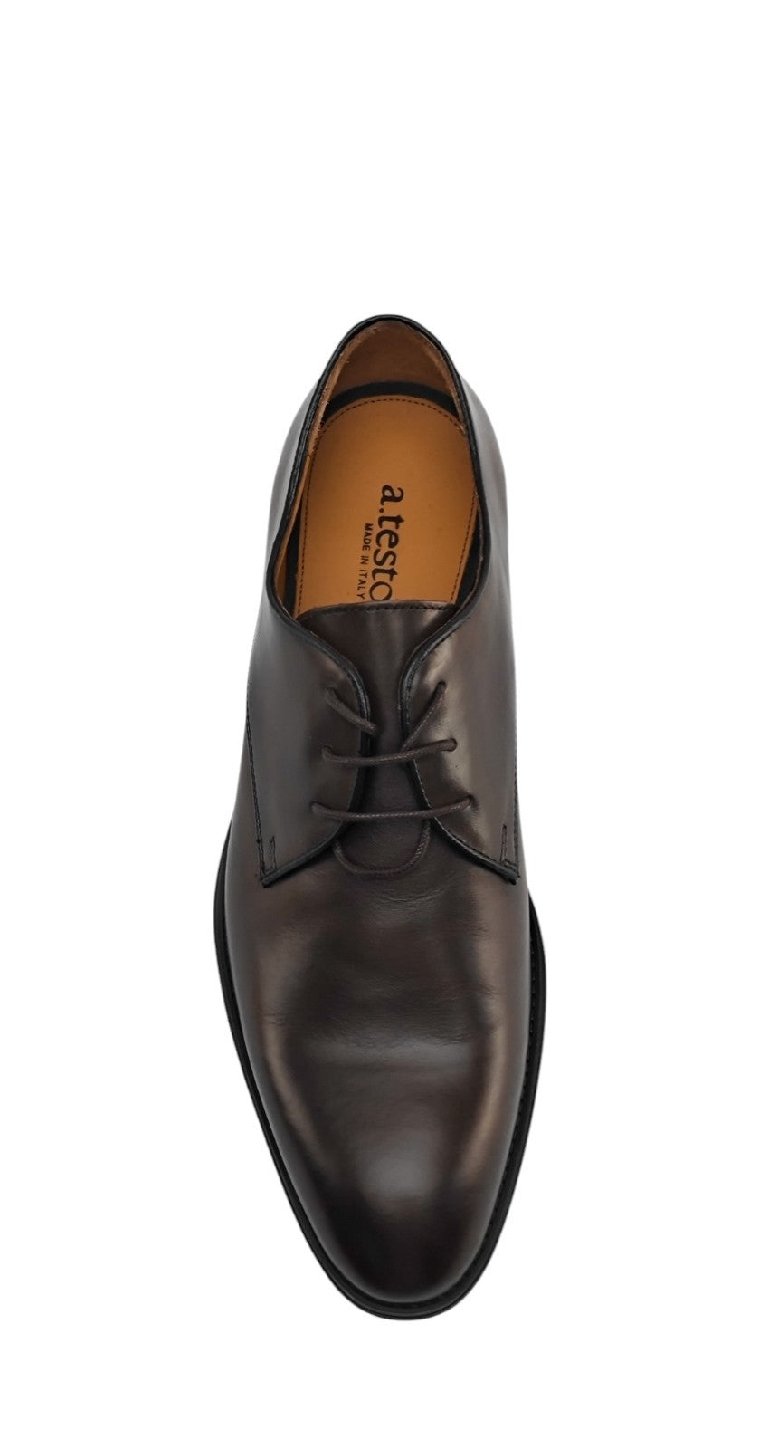 $1250 TESTONI BOLOGNA Derby Shoes Burnished Calf Cigar Brown