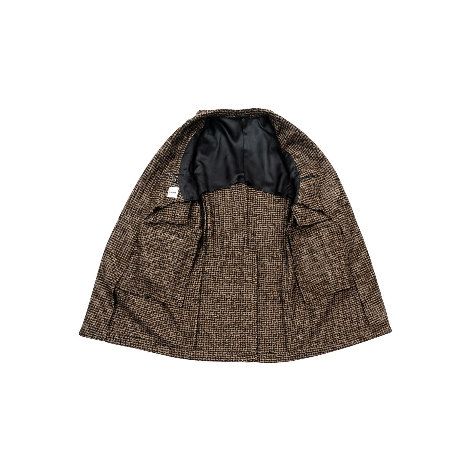$1300 EIDOS by ISAIA NAPOLI Brown Houndstooth Overcoat Wool Mohair 38 US / 48 EU