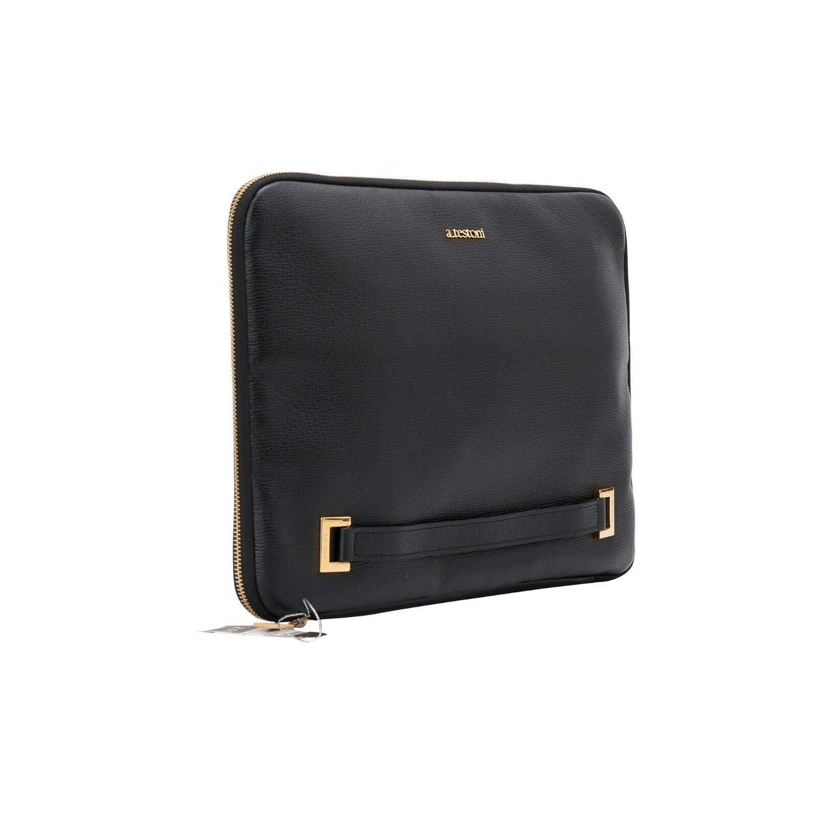 $620 Testoni Bologna Black Karibu Calf Clutch Bag / Document Holder + PC case