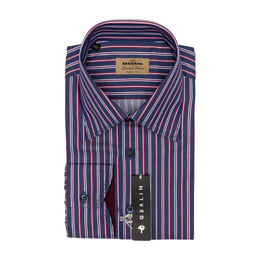 690$ LUXURY GERLIN Shirt Striped ALUMO TWILL Cotton 16 - 41 2Z ZILLI