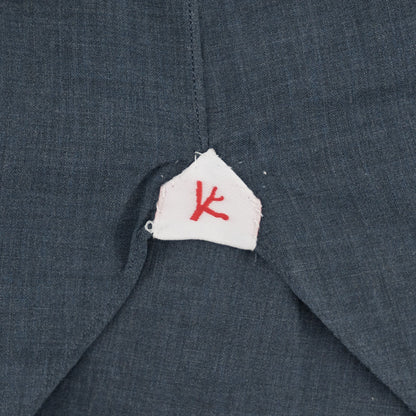 730$ ISAIA NAPOLI "Mix" Hand-Sewn Dress Shirt Blue Fine Cotton 16 - 41