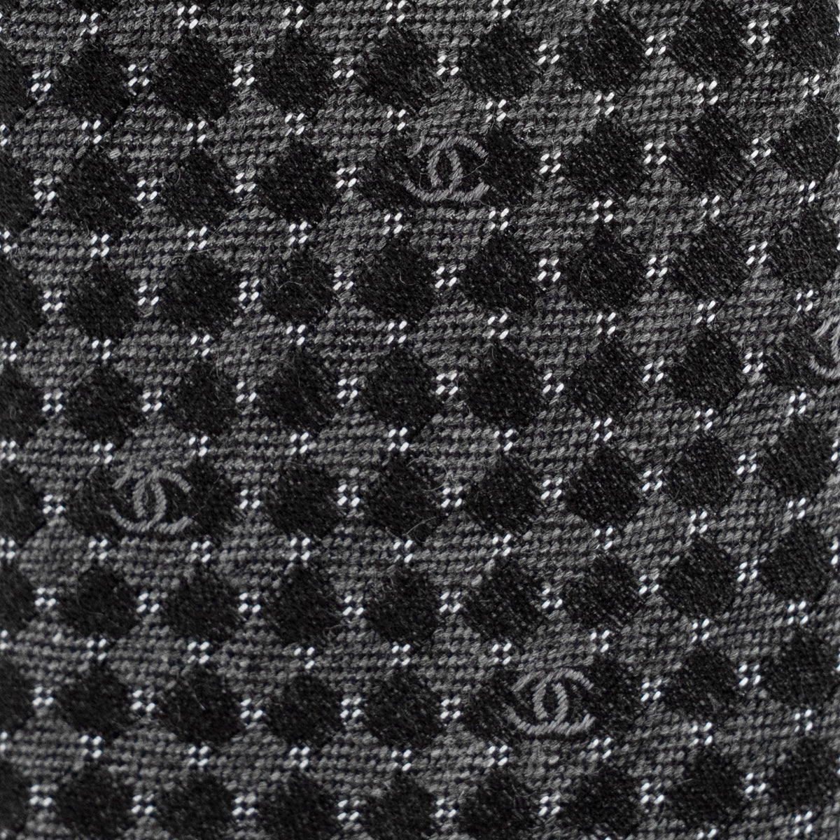 $380 CHANEL PARIS Gray Geometric Tie Silk/Cashmere/Wool - Made in Italy