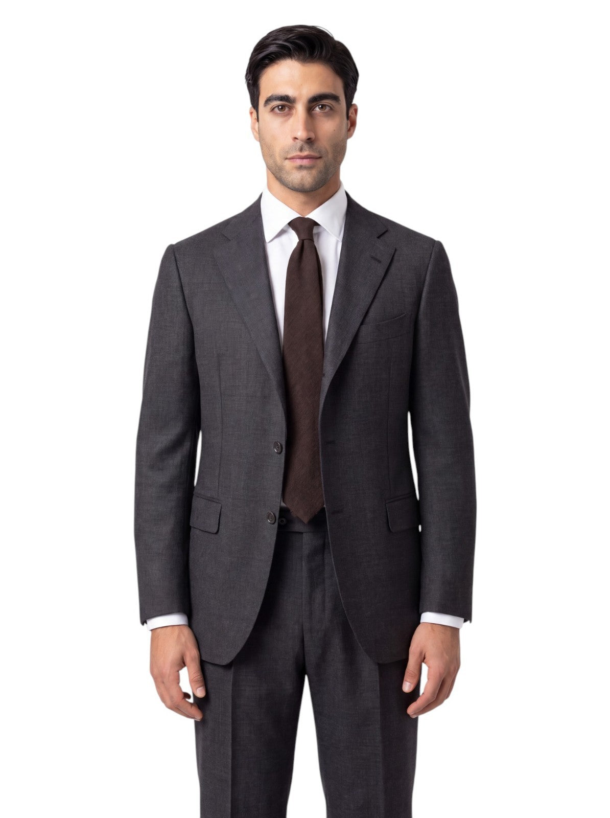 $2400 RAFFAELE CARUSO Blue / Gray Suit Fine Wool 110's Glen Plaid 42 US /  52 EU