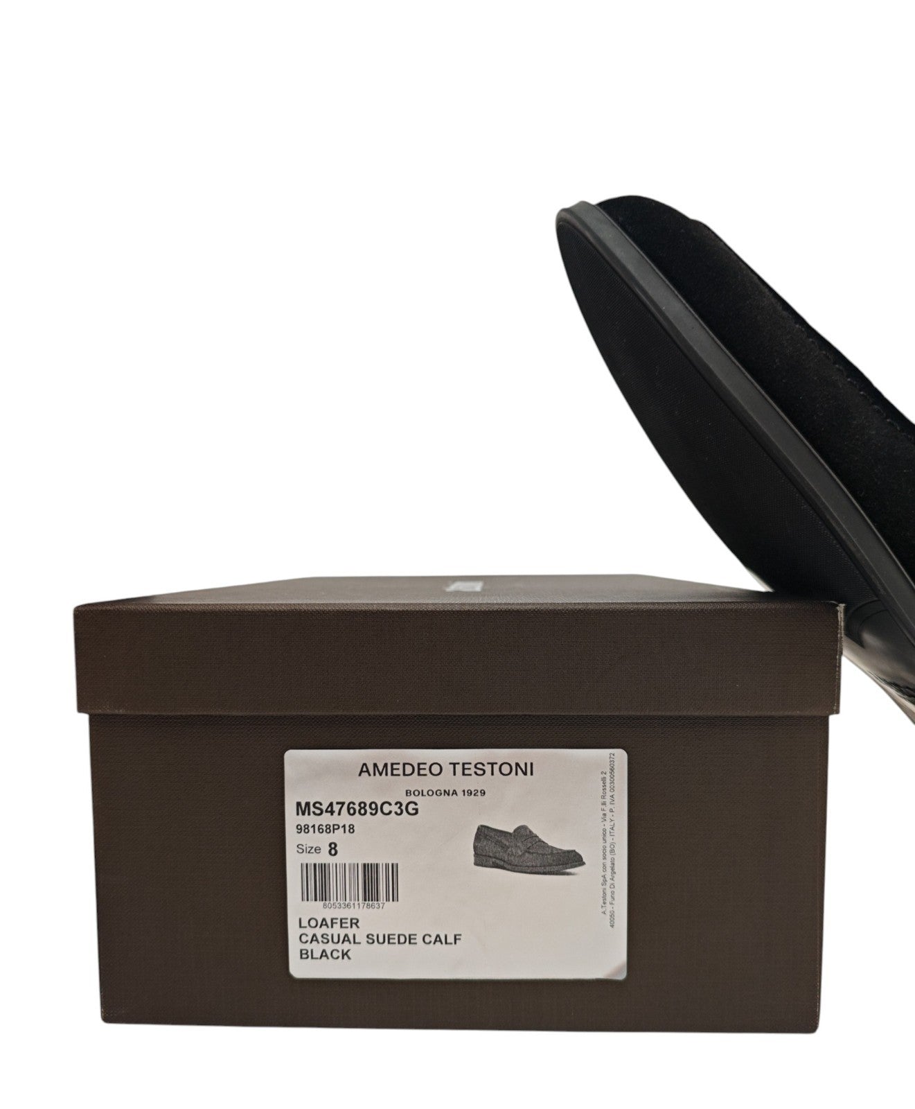 1250$ TESTONI Casual Loafer Shoes Suede Calf Black  8 UK / 9 US / 42 IT