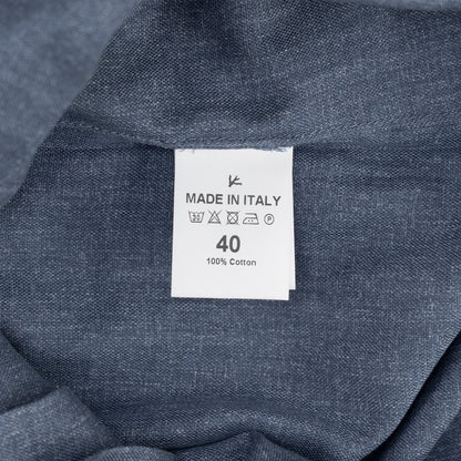 750$ ISAIA NAPOLI "Mix" Dress Shirt Blue Fine Lightwheight Cotton 15.75 - 40