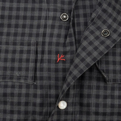 850$ ISAIA "Western" Casual Shirt Pockets Gray Checks Fine Cotton 15.5 - 39