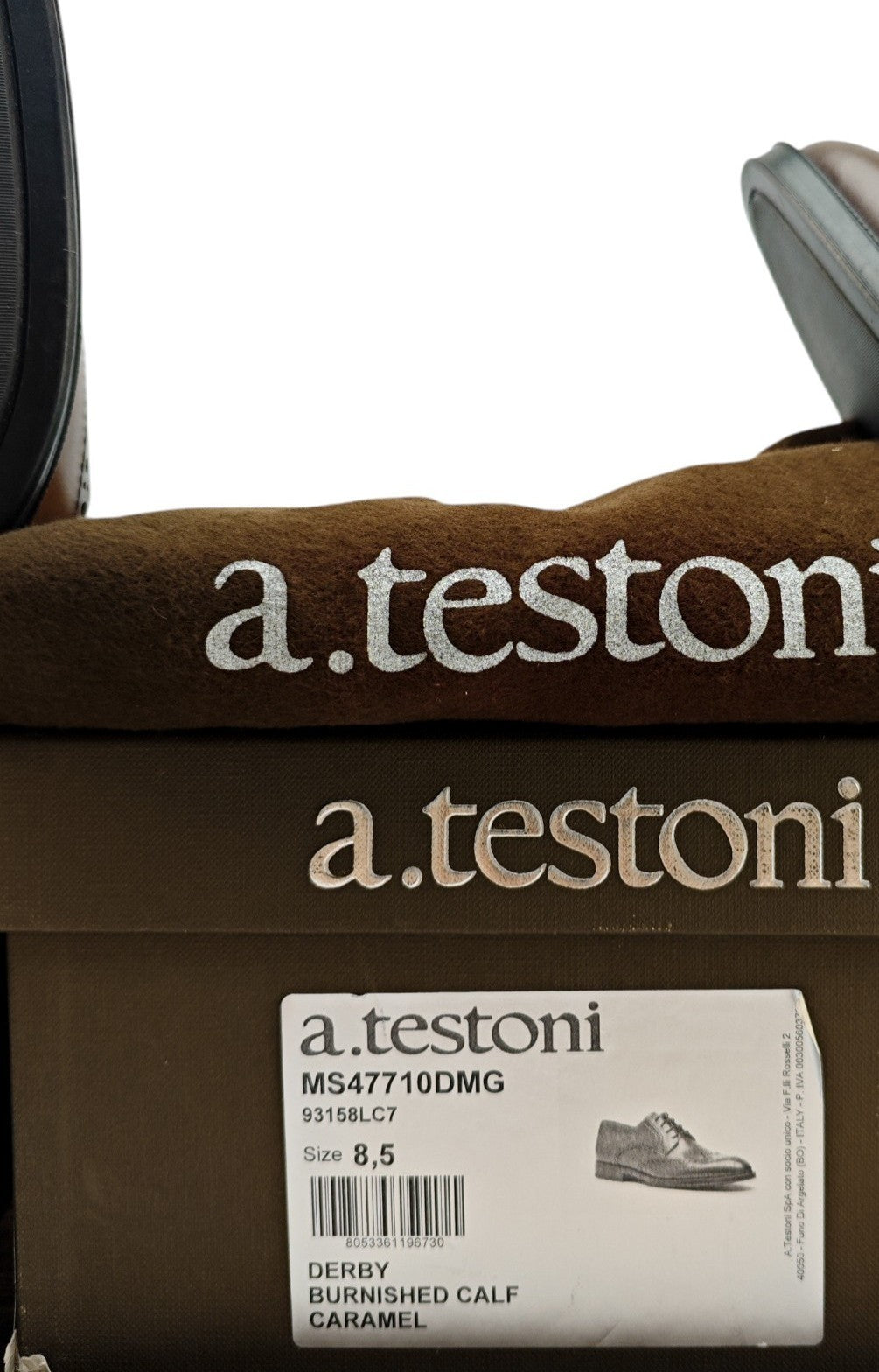 1200$ TESTONI Derby Shoes Burnished Calf Caramel 8 UK / 9 US / 42 IT