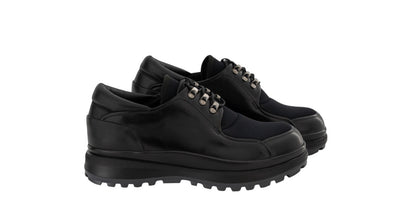 1120$ GIORGIO ARMANI Derby Shoes Black Lug Sole Tech + Leather 5 UK / 6 US/39 IT