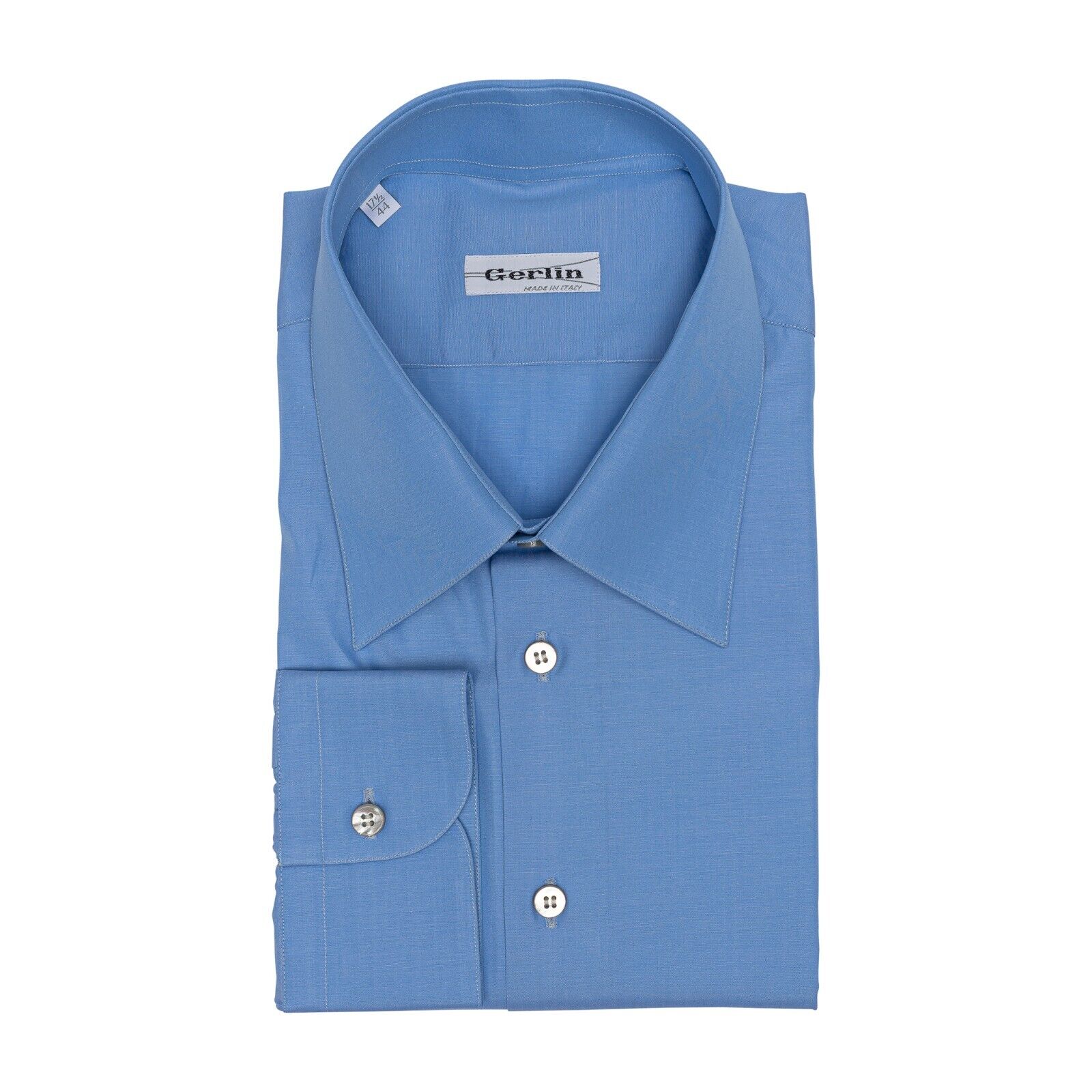 690$ ITALIAN LUXURY GERLIN Shirt Sky Blue Fine Cotton 1AP ZILLI