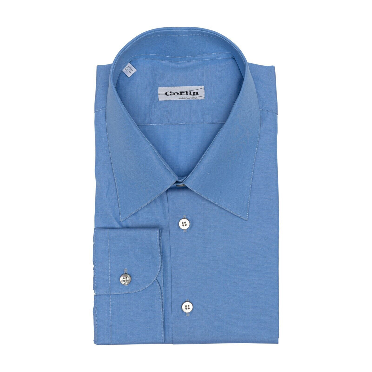 690$ ITALIAN LUXURY GERLIN Shirt Sky Blue Fine Cotton 1AP ZILLI