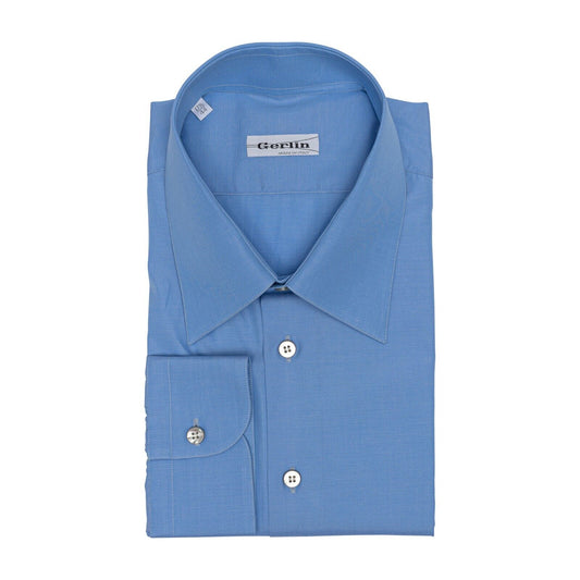 690$ ITALIAN LUXURY GERLIN Shirt Sky Blue Fine Cotton 1AP ZILLI