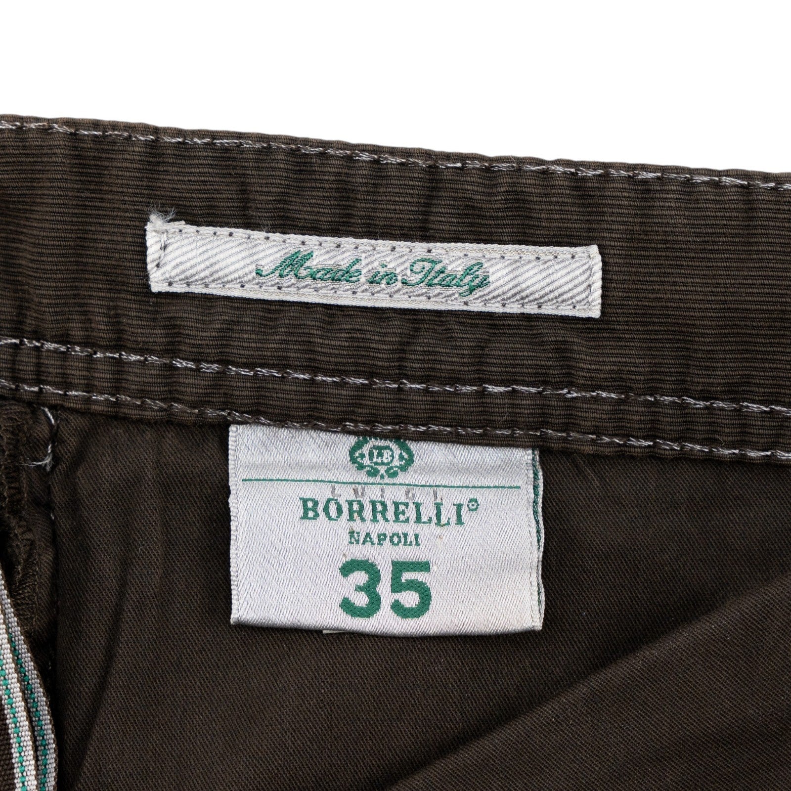 415$ LUIGI BORRELLI NAPOLI Corduroy Brown Denim Jeans Pant Cotton 35 US / 51 EU