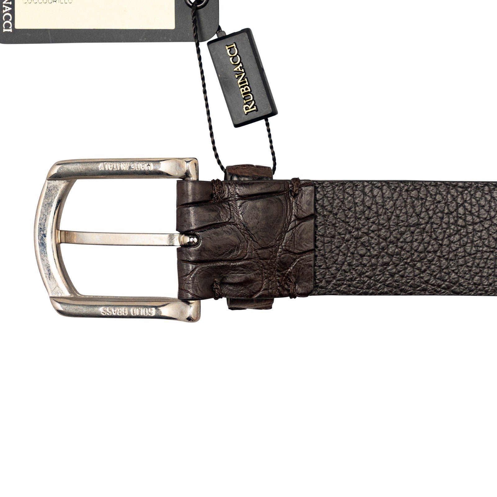 $1250 RUBINACCI NAPOLI Dark Brown Handmade Belt 100% Alligator 105/120  ( L )