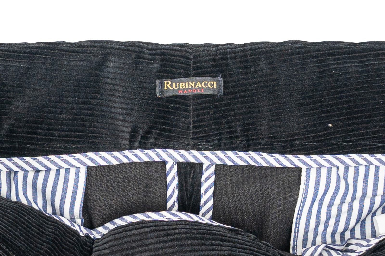 625$ RUBINACCI NAPOLI "Manny" Black Corduroy High Rise Trouser Pant Gurkha
