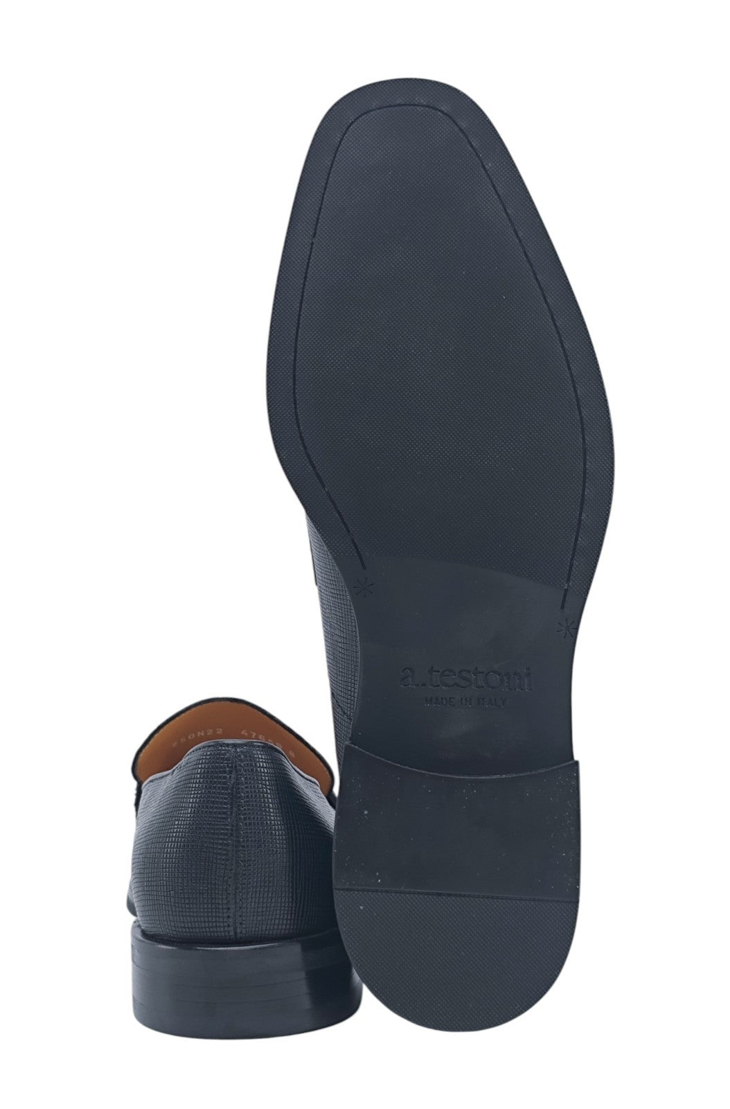 1250$ TESTONI BOLOGNA Blue Loafer Shoes Saffiano Soft Calf 8 UK / 9 US / 42 IT