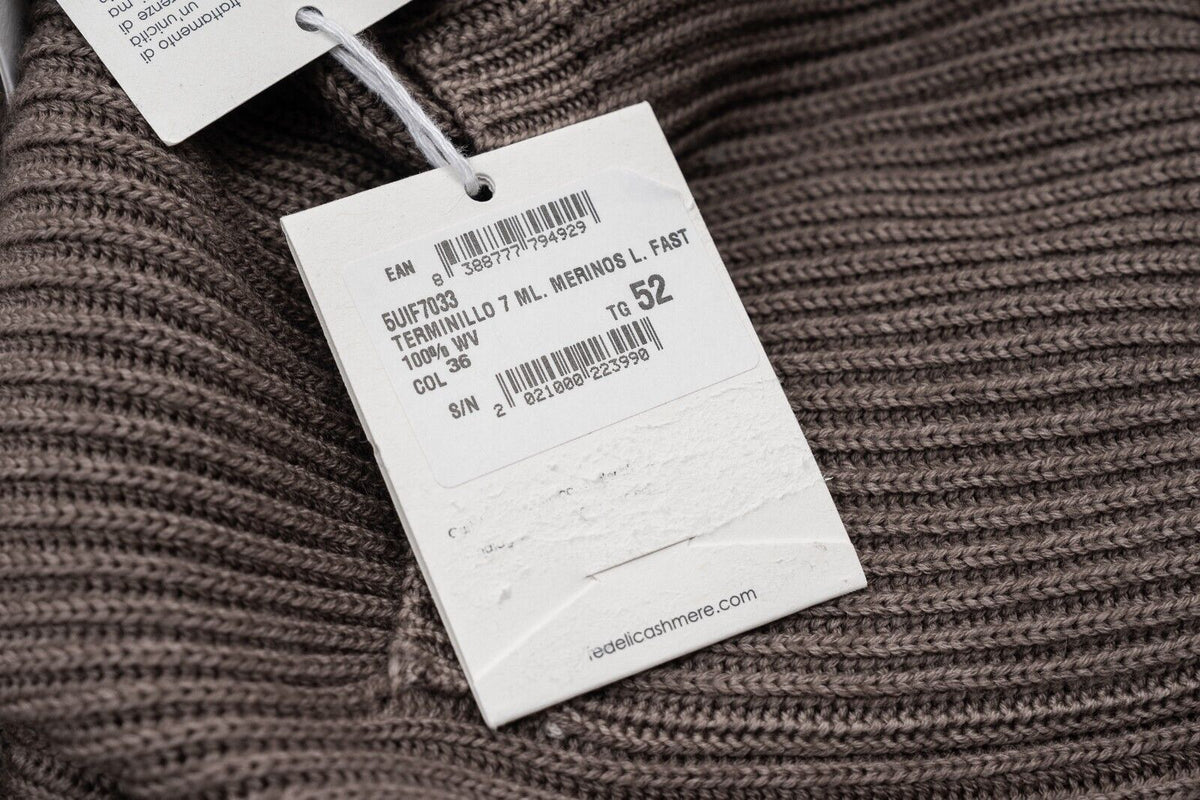 $1900 FEDELI "Terminillo" Taupe Jacket Cardigan Thick Merinos Wool Shawl Collar