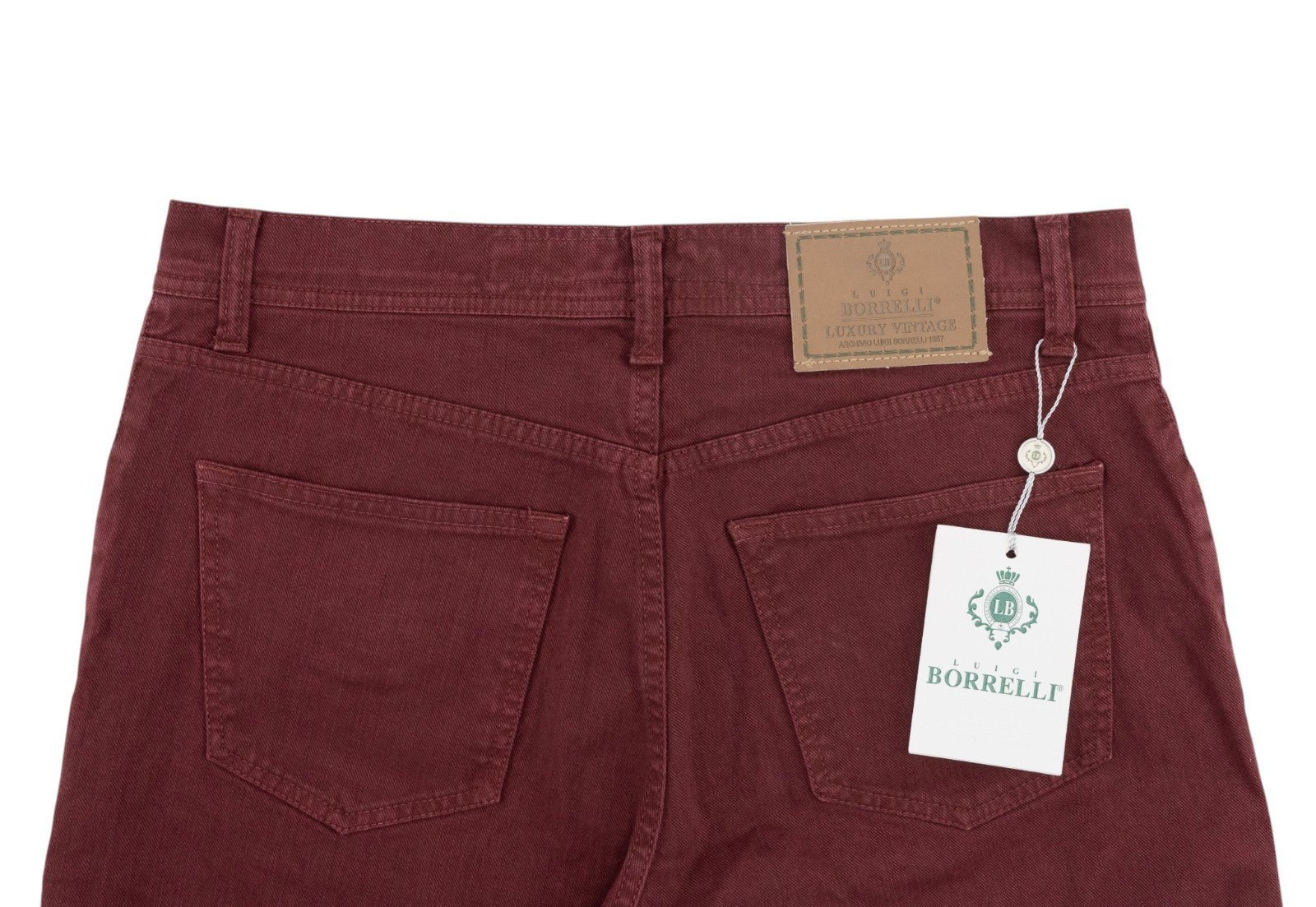 415$ LUIGI BORRELLI NAPOLI Burgundy Denim Jeans Pant Cotton 34 US / 50 EU