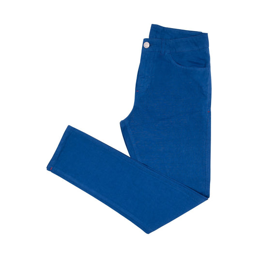 690$ ISAIA NAPOLI Electric Blue Chino 5 Pockets Trousers Pant Cotton Regular