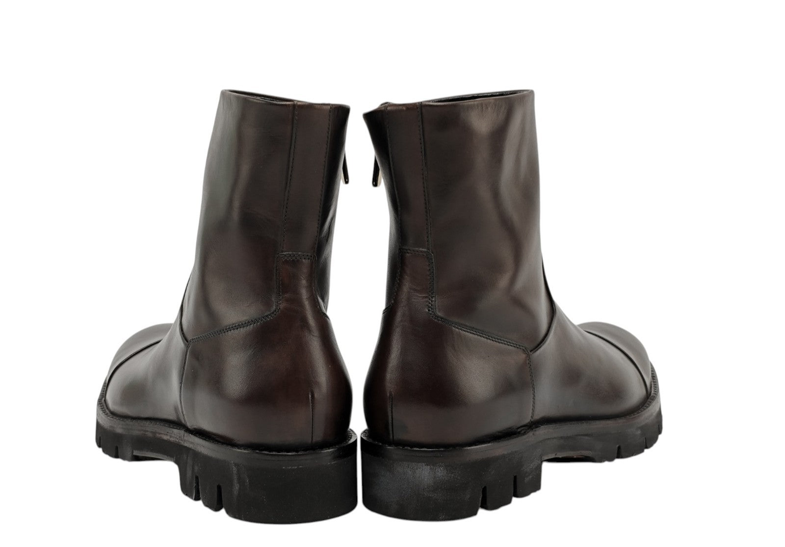 1550$ TESTONI "Piuma" Ankle Zip Boot Top Calf Delavè Cigar 8 UK / 9 US / 42 IT