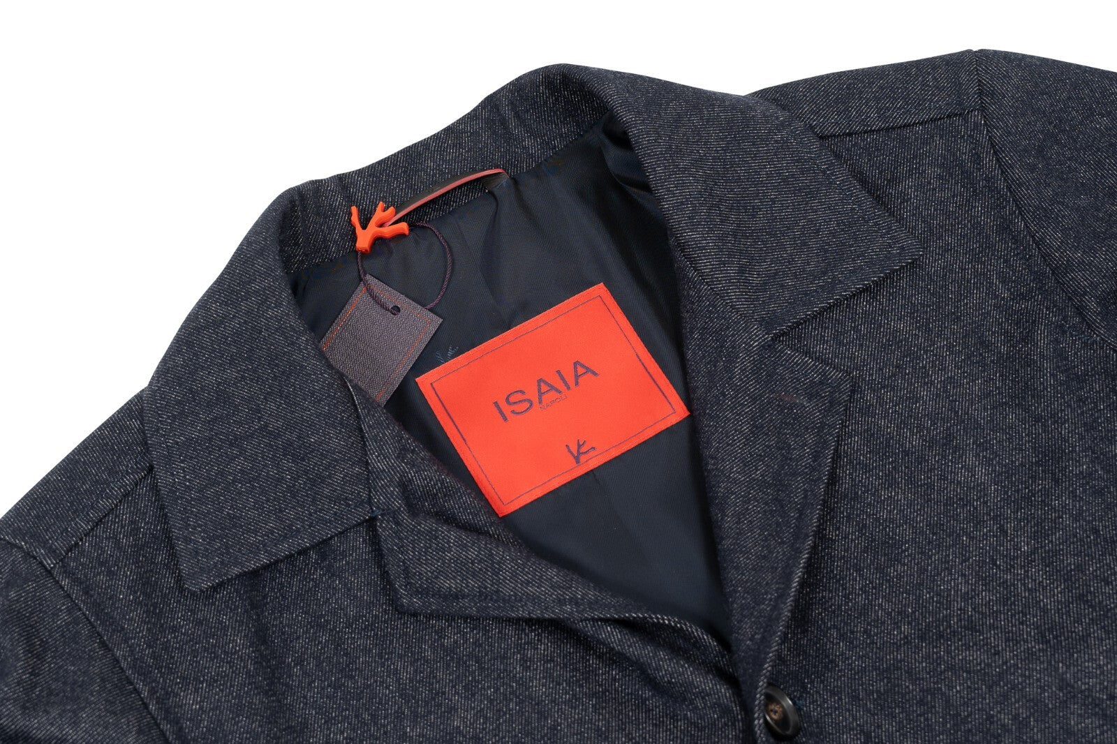 $4200 ISAIA NAPOLI Blue Jacket Shirt 100% Cashmere & Leather Details 38 US 48 EU