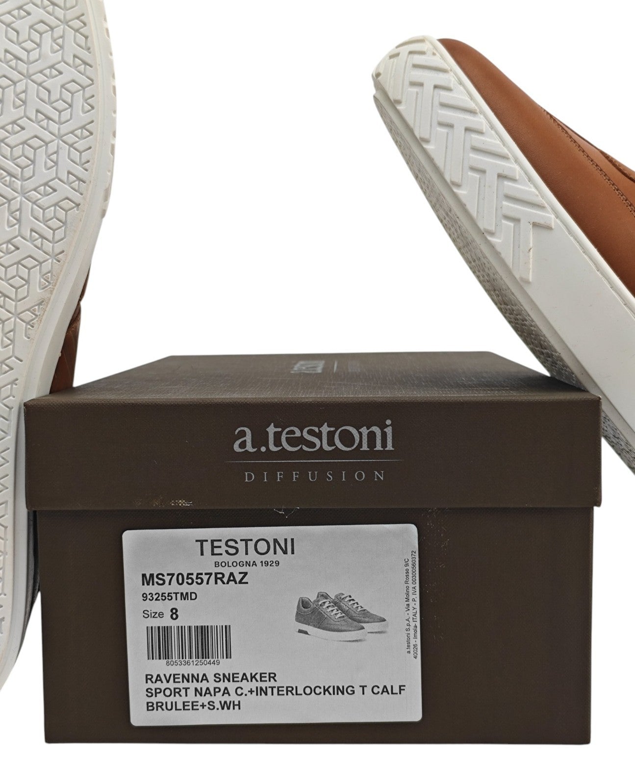 850$ TESTONI "Ravenna" Sneaker Shoes Interlocking Calf Brown 8 UK / 9 US / 42 IT