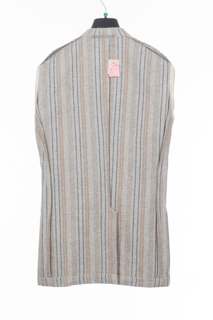 $1890 D'AVENZA Light Gray Cashmere Wool Striped Jacket Sewn in Italy 38 US 48 EU