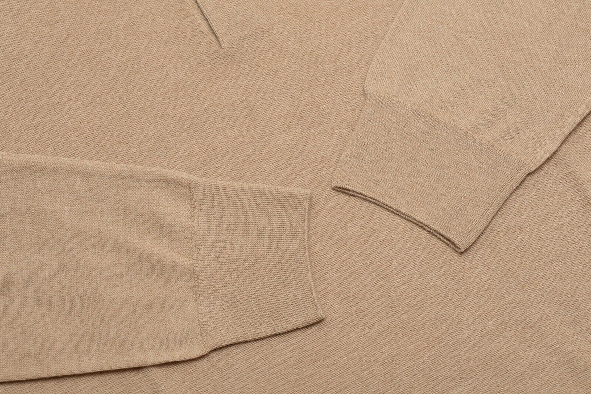 $3200 FEDELI CASHMERE Beige Polo Sweater 100% VICUNA Ultra Rare