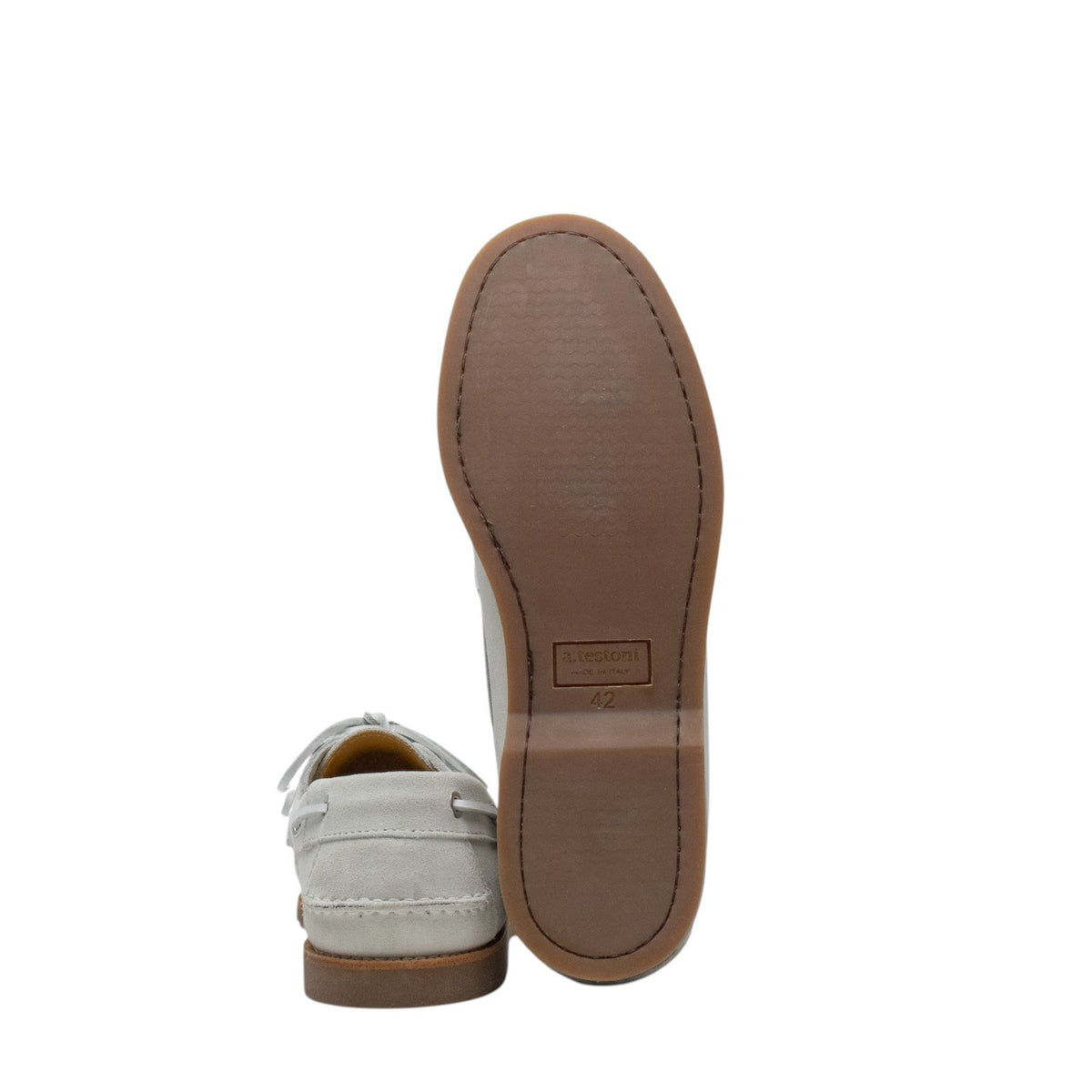 900$ TESTONI Boat Loafer Shoes Casual Suede Calf White 8 UK / 9 US / 42 IT