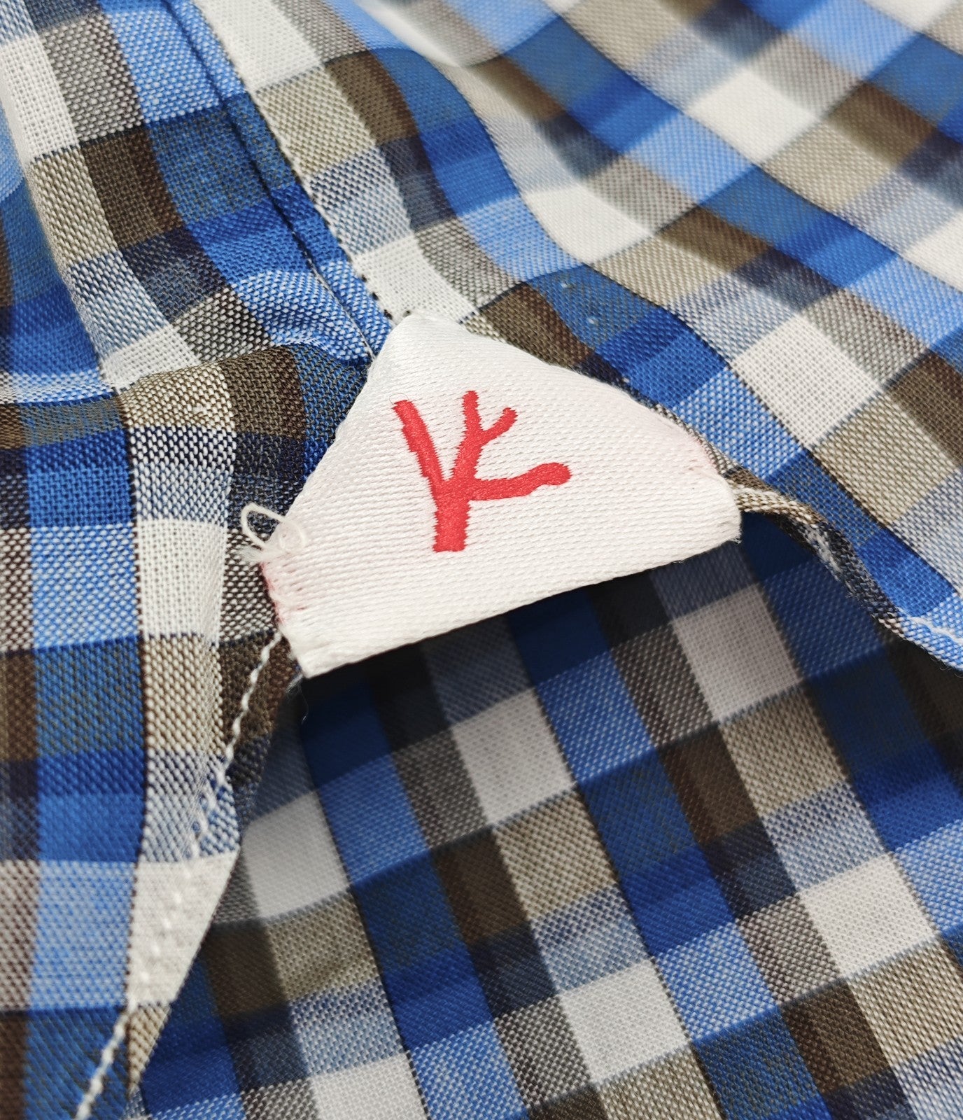 730$ ISAIA NAPOLI "Mix" Dress Shirt Blue Checks  Lightwheight Cotton 17 - 43