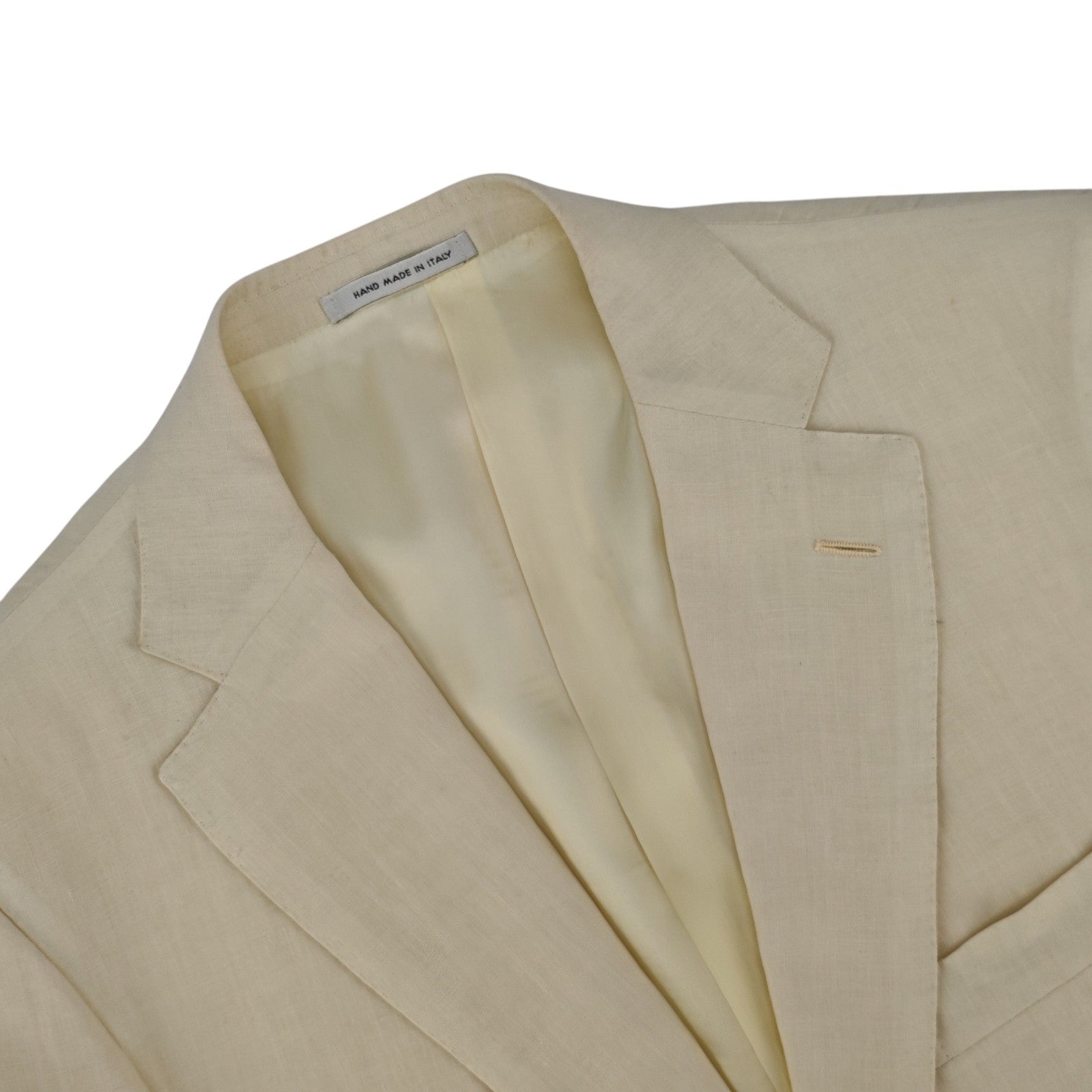 2000$ RAFFAELE CARUSO Ivory Handmade Suit 100% Linen 44 US / 54 IT