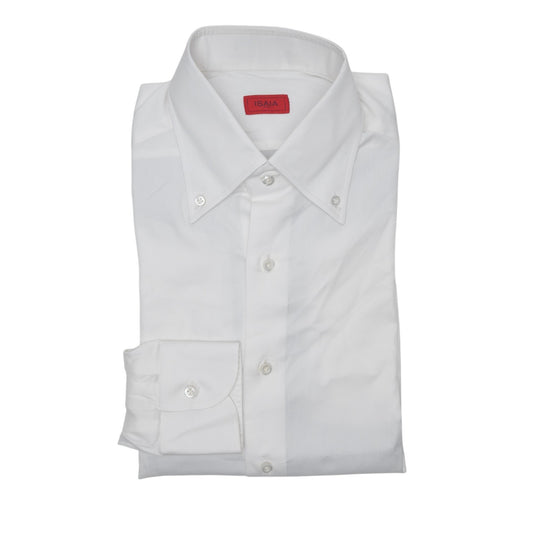 780$ ISAIA "Mix" Dress Shirt Button Down White Soft Cotton / Silk 15.5 - 39