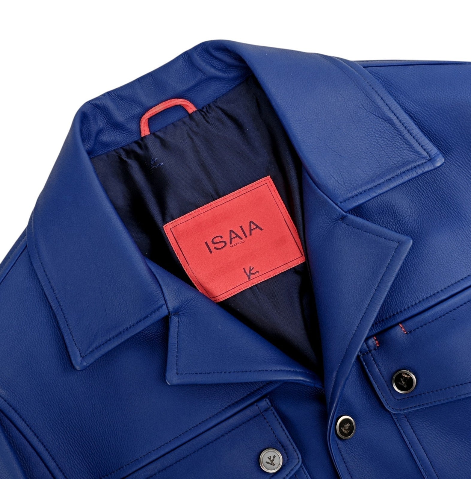 $6890 ISAIA NAPOLI Blue Belted Trench Jacket Calf Leather 38 US / 48 EU