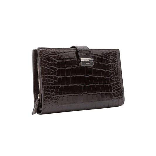 $4200 Testoni Bologna Chocolate Clutch Bag Travel Wallet Genuine Alligator