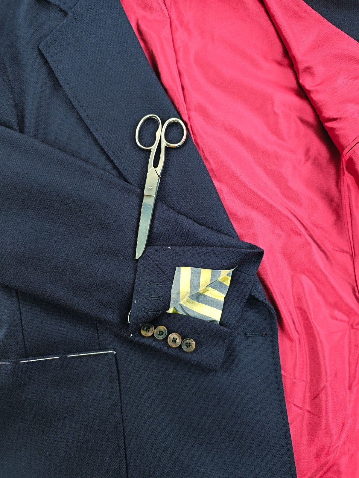 $1930 RUBINACCI Blue Double Breasted Jacket Sport Coat Wool Cashmere 40 US 50 EU