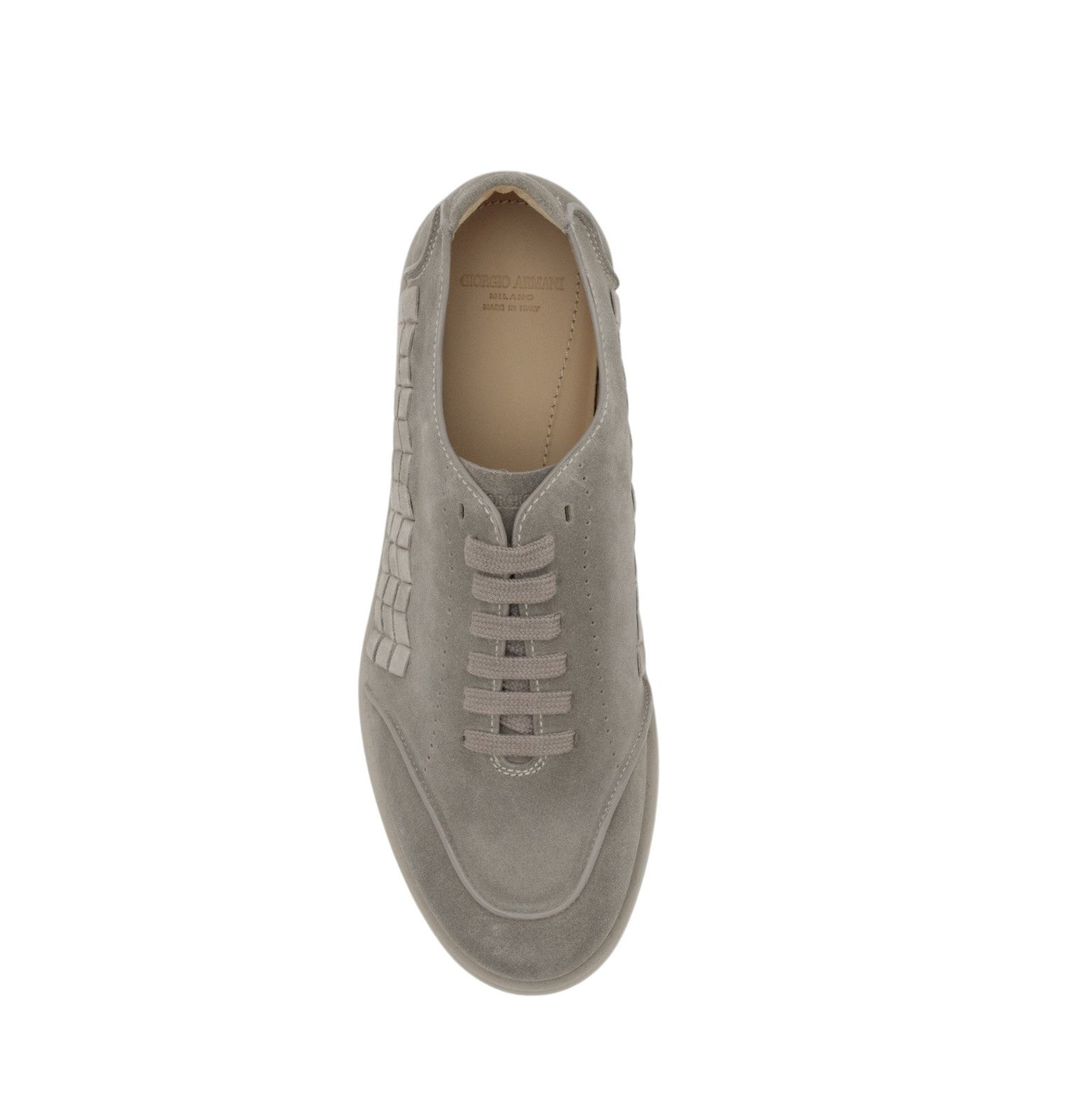 1050$ GIORGIO ARMANI Sneaker Shoes Lace-Up Gray Woven Suede 6 UK / 7 US / 40 IT