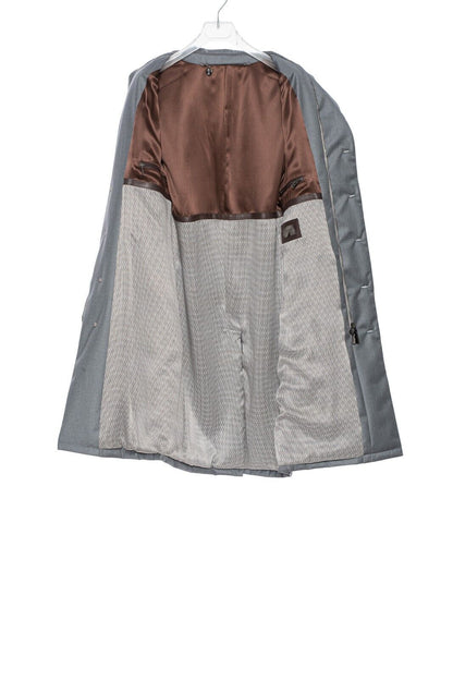 $4200 HETTABRETZ Gray Coat Wool Leather Silk Water-resistant 40 US / 50 EU Slim
