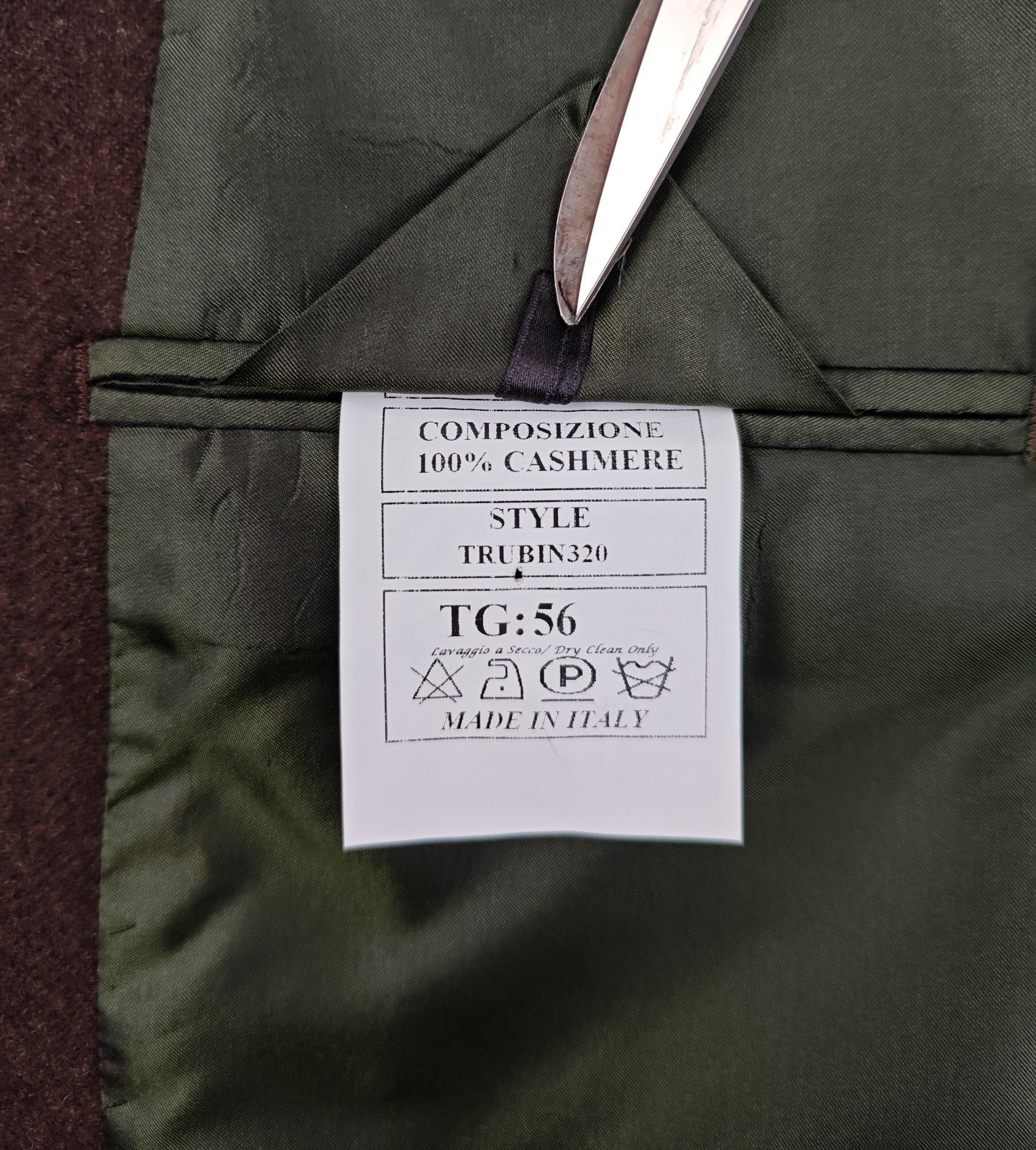 $2200 RUBINACCI NAPOLI Dark Brown Jacket Sport Coat 100% Cashmere 46 US 56 EU