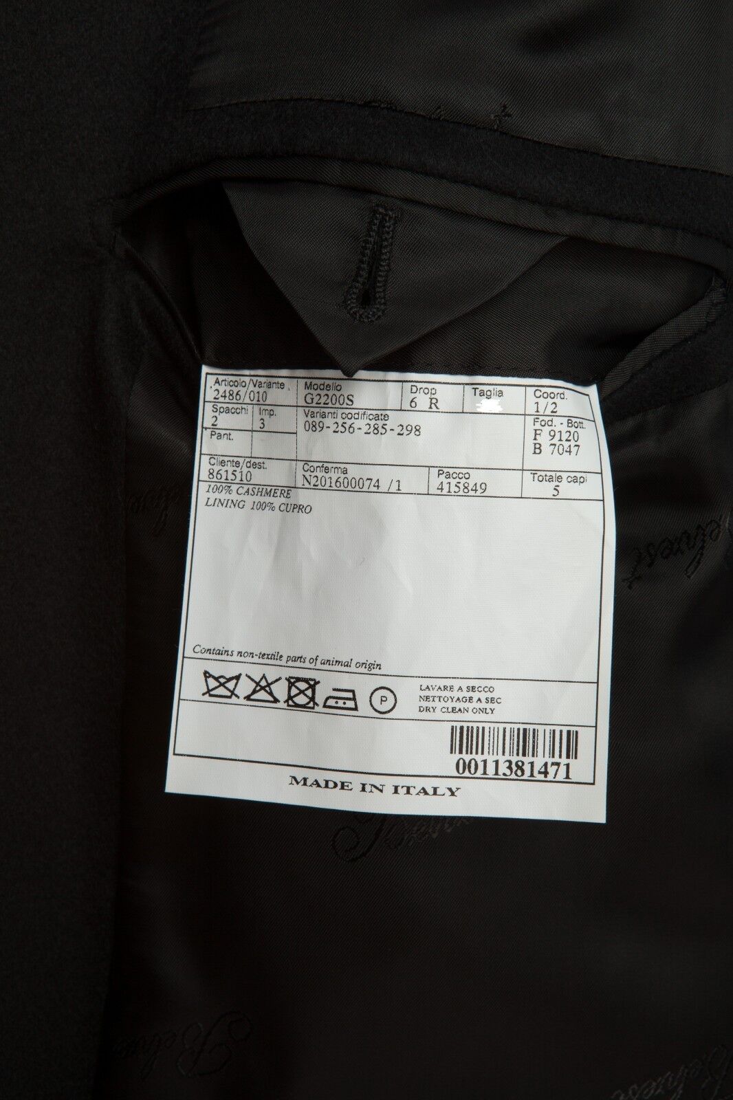 $3050 BELVEST Black Pure Cashmere Jacket + Vest Double Breasted 50 US / 60 EU 6R
