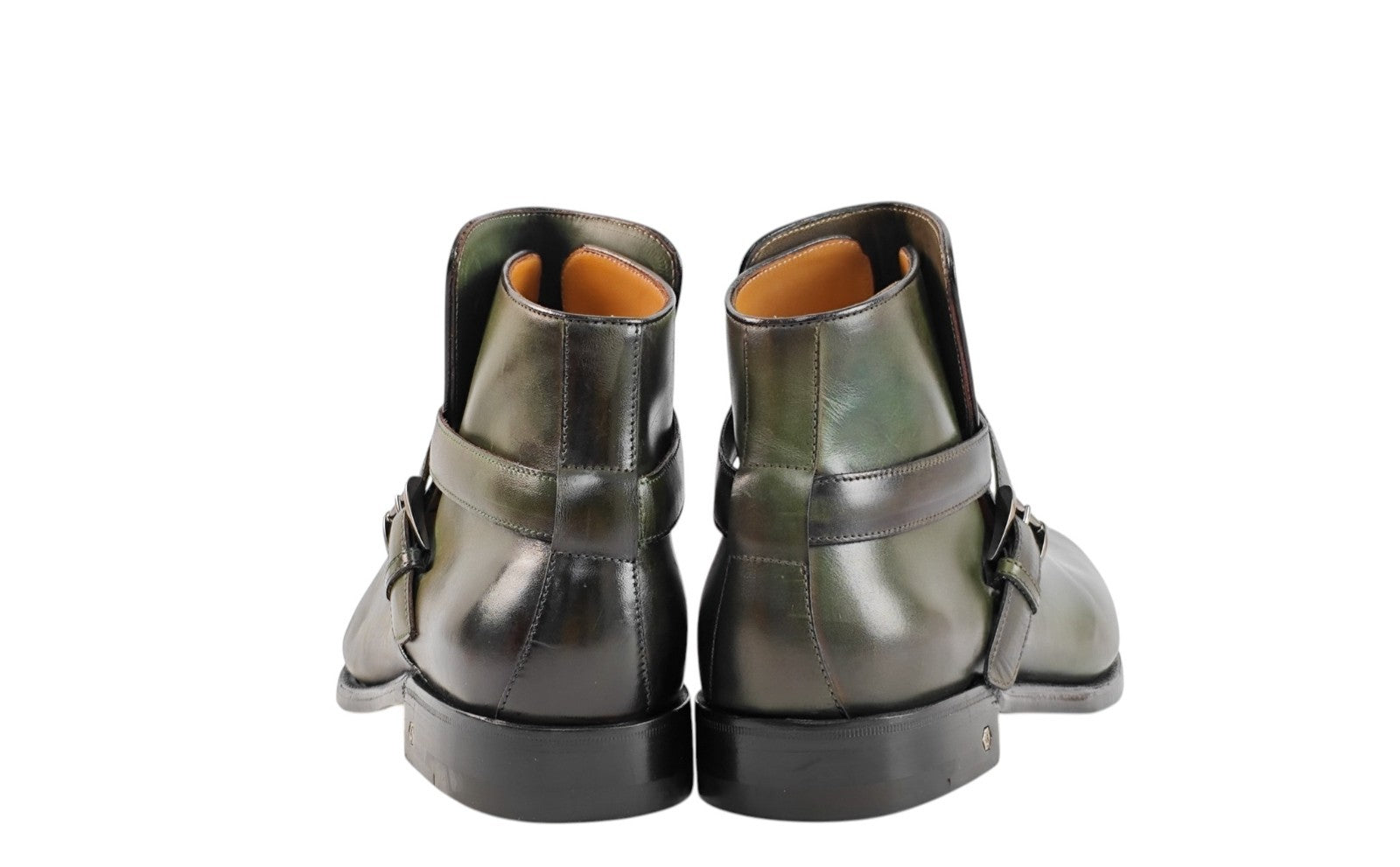 1650$ TESTONI "Piuma" Ankle Boot Hand Patina Calf Green Forest 8 UK  9 US  42 IT