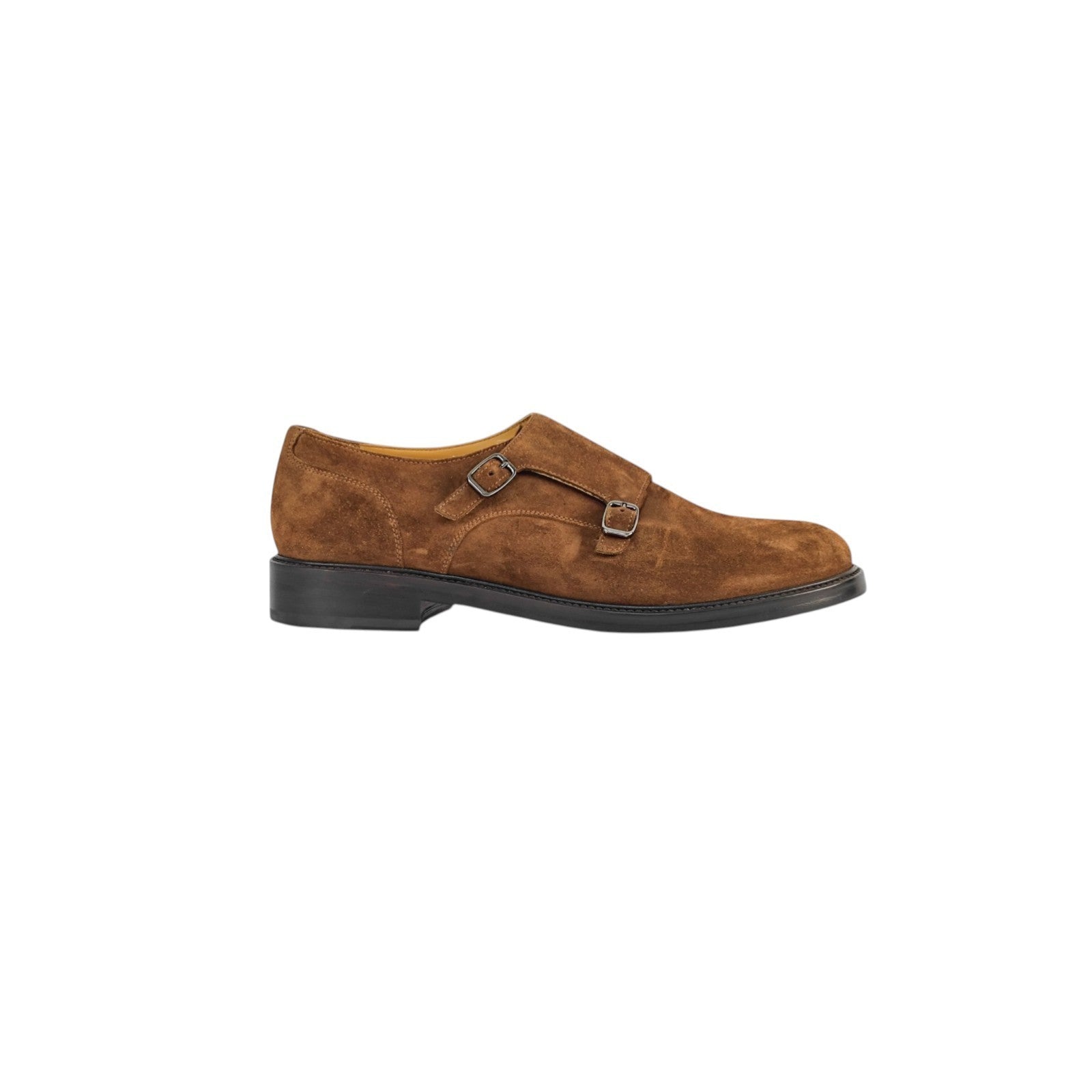 1250$ TESTONI "Vietri" Brown Double Monk Shoes Eco Suede 8 UK / 9 US / 42 IT