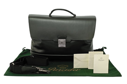1220$ PINEIDER FIRENZE "Metro Smooth" Calf Briefcase Work Doctor Bag Noble Green