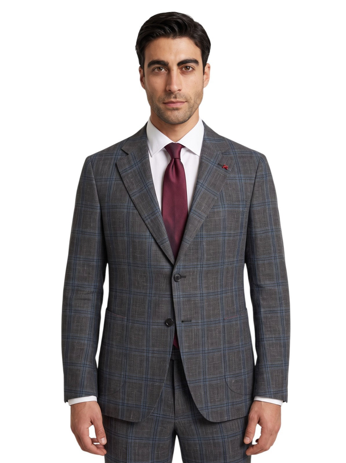 $6650 ISAIA NAPOLI "Capri" Gray - Blue Suit Wool / SIlk / Linen 38 US / 48 EU 8R
