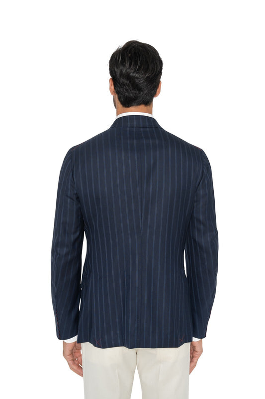 $4850 ISAIA NAPOLI Dark Blue Striped Hand-Sewn Sport Coat Wool 38 US / 48 EU 8R