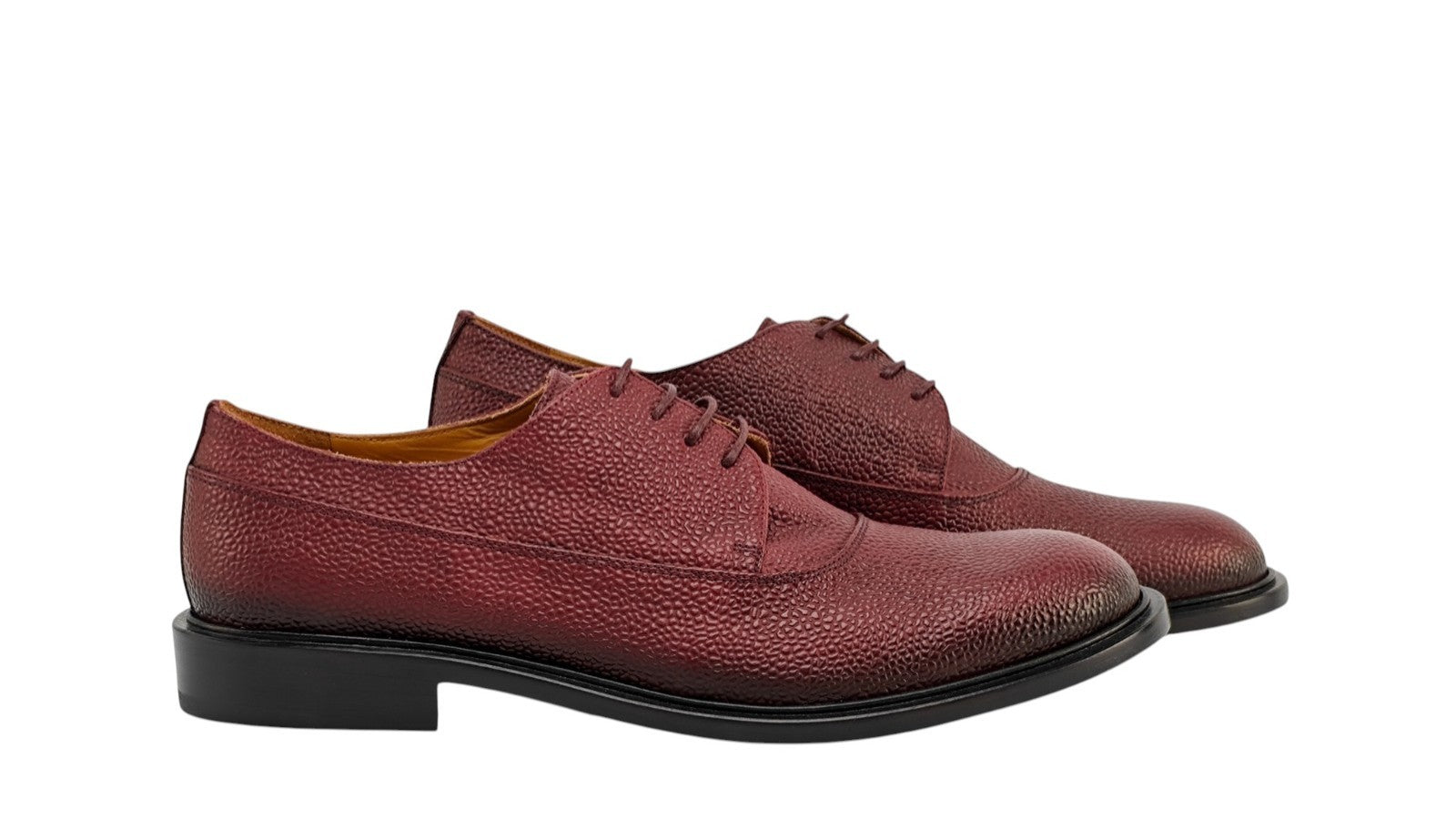 1250$ TESTONI "Lucca" Derby Shoes Caviar Calf Lambrusco 8 UK / 9 US / 42 IT
